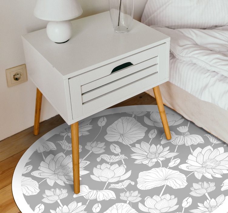 Tapis vinyle fleurs et plantes monochrome floral - TenStickers