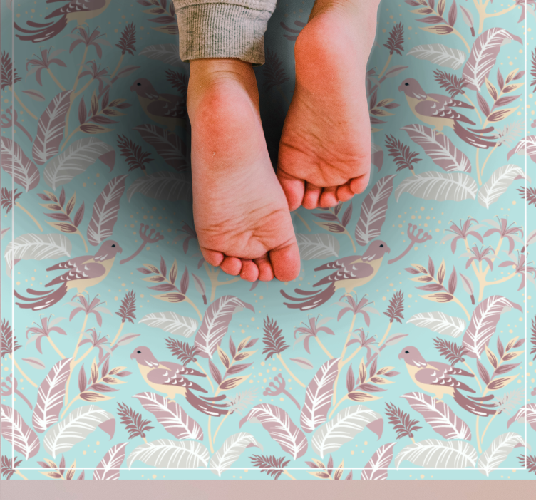 Tapis vinyle fleurs et plantes motif botanique aviaire - TenStickers