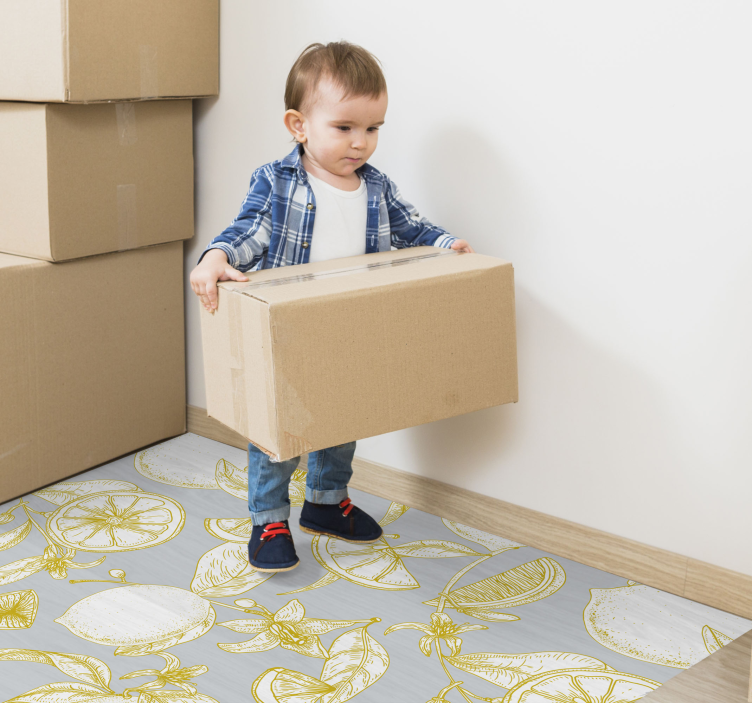 Tapis vinyle fleurs et plantes motif botanique d'agrumes - TenStickers