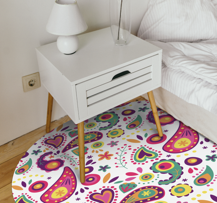 Tapis vinyle fleurs et plantes motif cachemire coloré - TenStickers