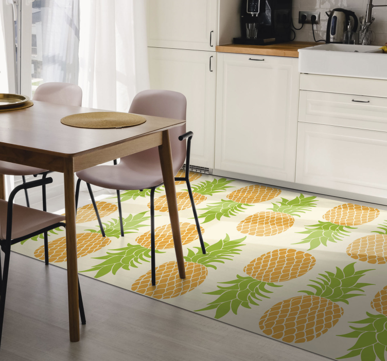 Tapis vinyle fleurs et plantes motif d'ananas - TenStickers