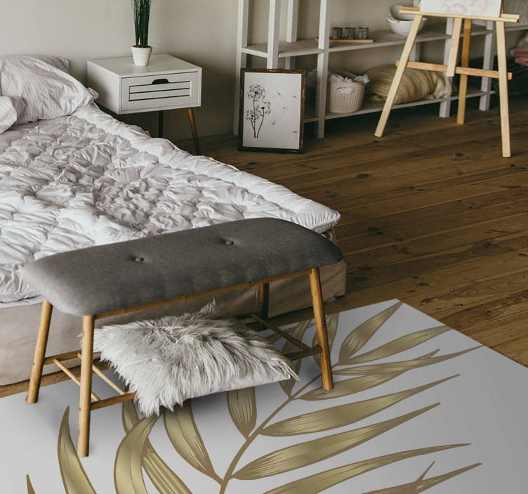 Tapis vinyle fleurs et plantes motif de feuillage doré - TenStickers