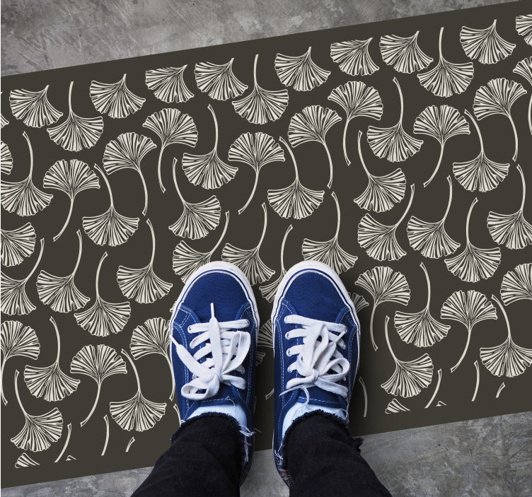 Tapis vinyle fleurs et plantes motif de feuille de ginkgo - TenStickers