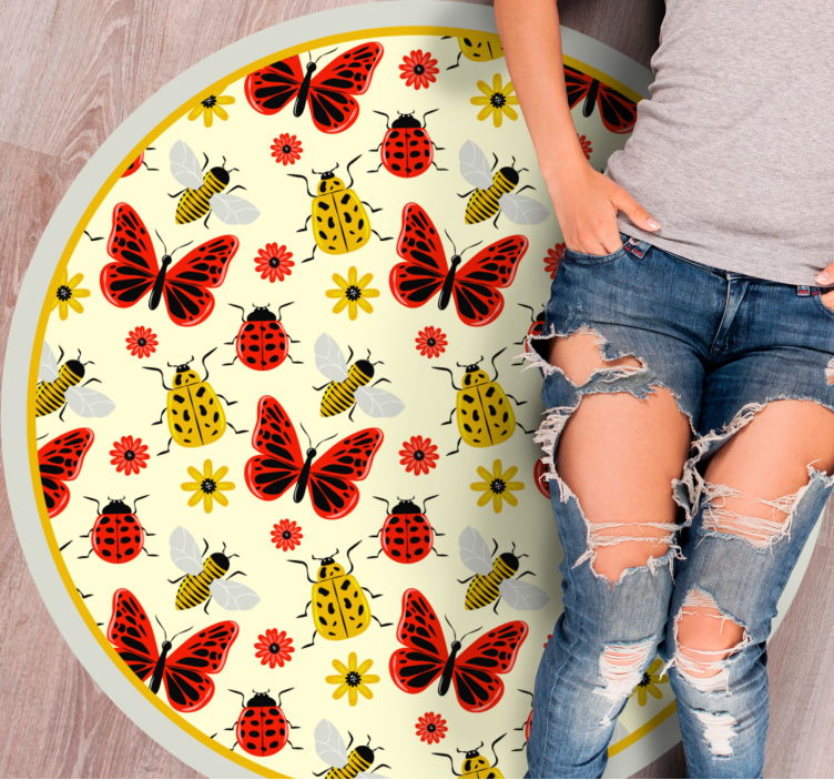 Tapis vinyle animal motif d'insecte coloré - TenStickers