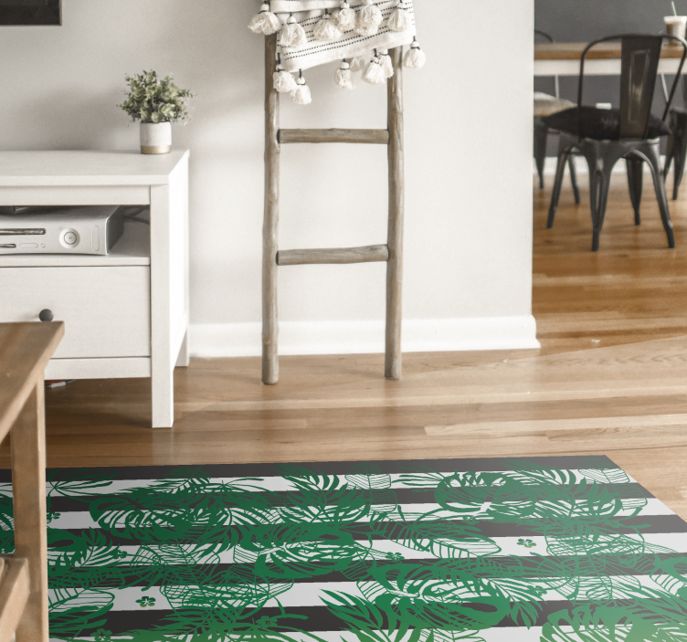 Tapis vinyle fleurs et plantes motif feuilles tropicales - TenStickers