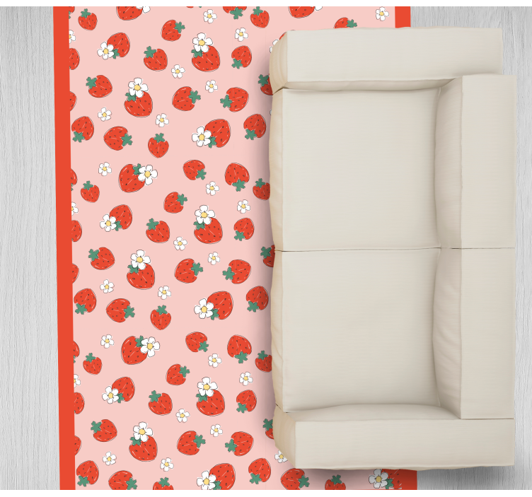 Tapis vinyle fleurs et plantes motif floral de fraise - TenStickers