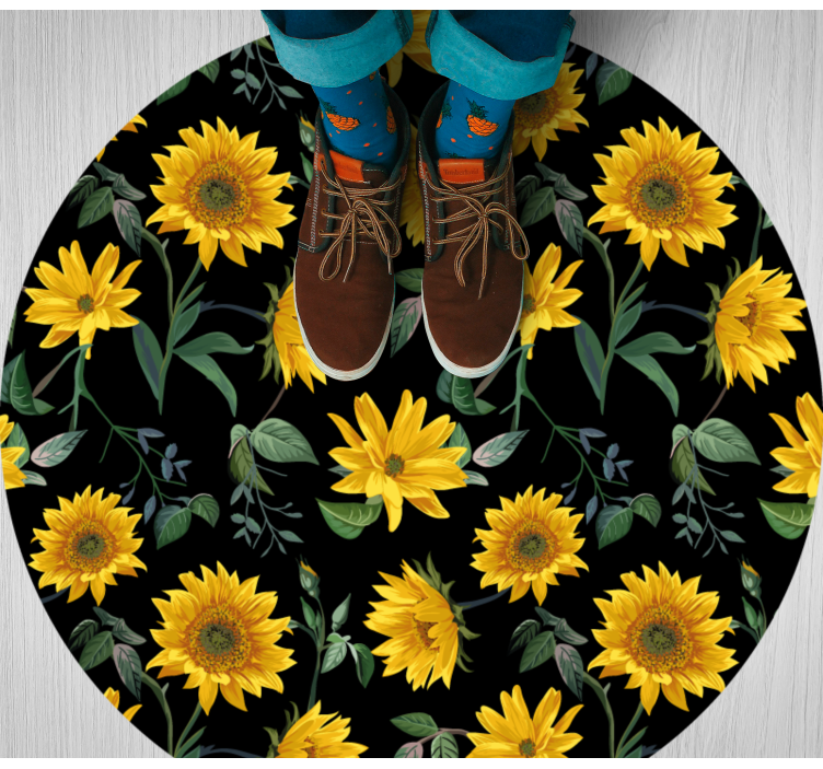Tapis vinyle fleurs et plantes motif floral de tournesol - TenStickers
