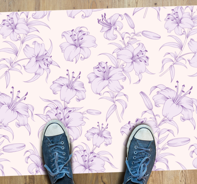 Tapis vinyle fleurs et plantes motif floral lilas - TenStickers