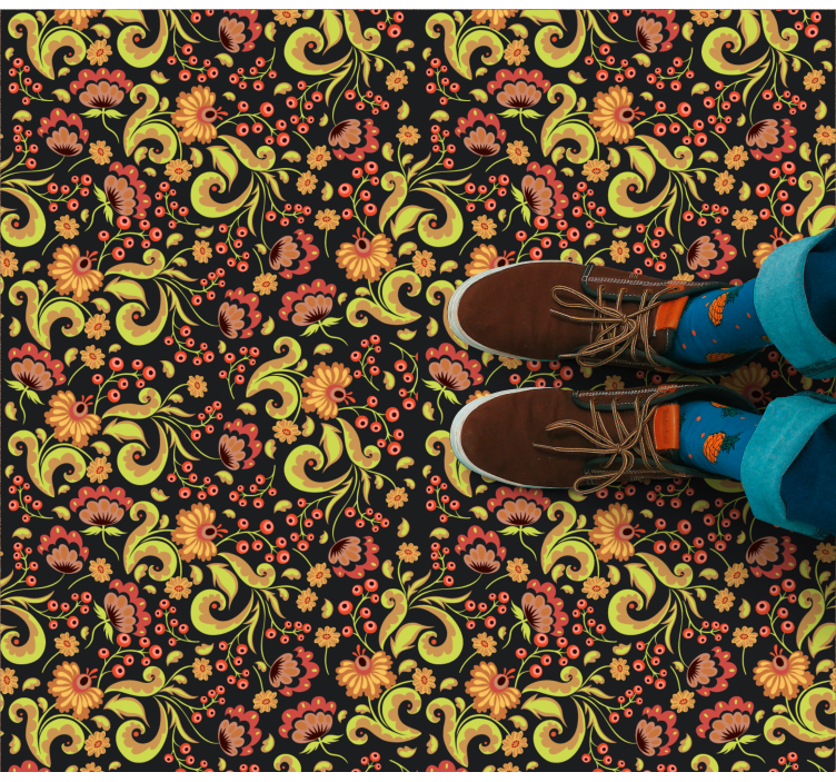 Tapis vinyle fleurs et plantes motif tourbillon botanique - TenStickers