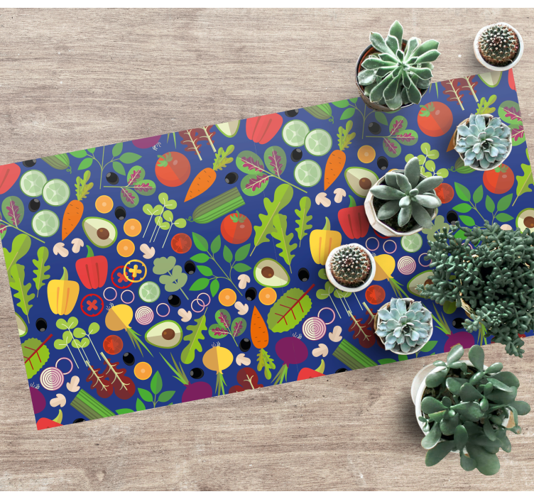 Tapis vinyle cuisine motif végétal vibrant - TenStickers