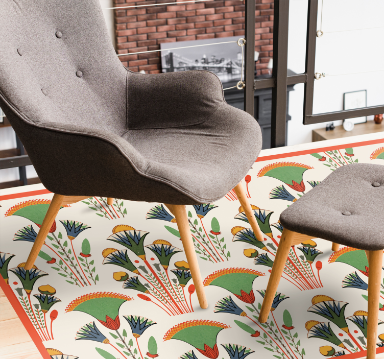 Tapis vinyle fleurs et plantes motif vintage scandinave - TenStickers