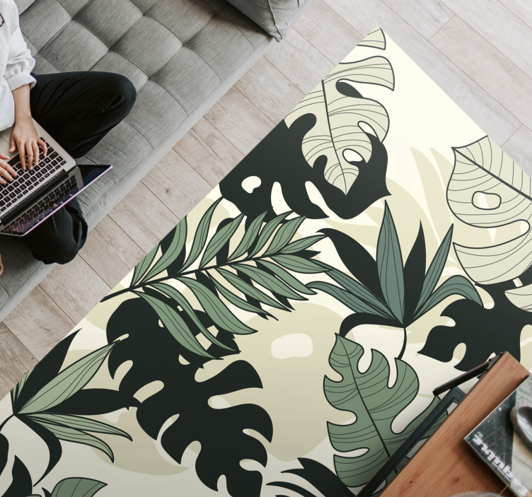Tapis vinyle fleurs et plantes motifs de feuillage tropical - TenStickers