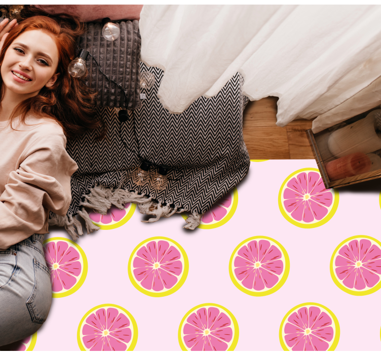 Tapis vinyle fleurs et plantes motif de tranche d'agrumes - TenStickers