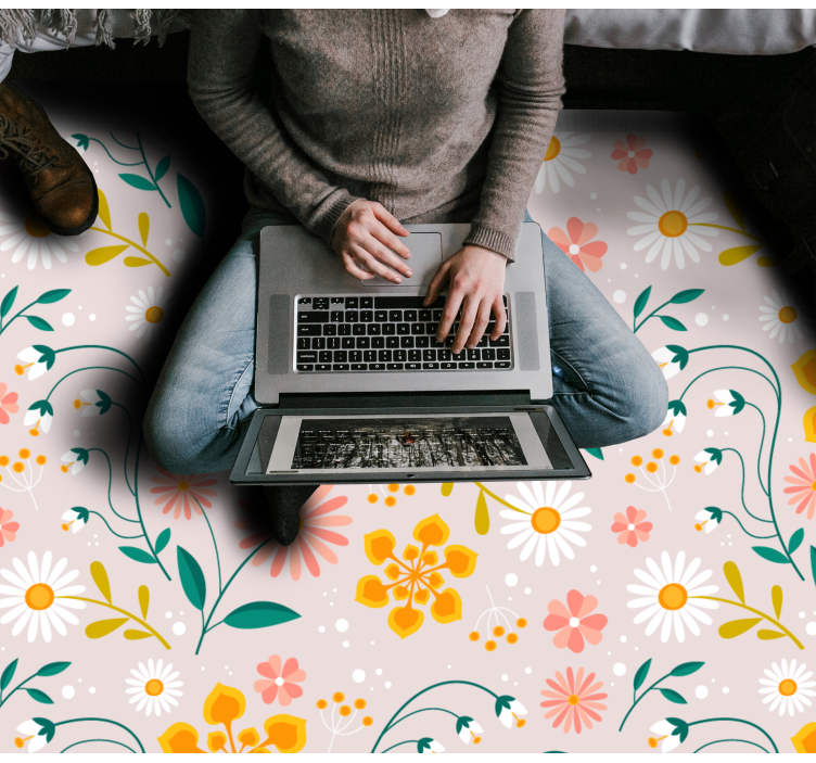 Tapis vinyle fleurs et plantes design champ de marguerites - TenStickers