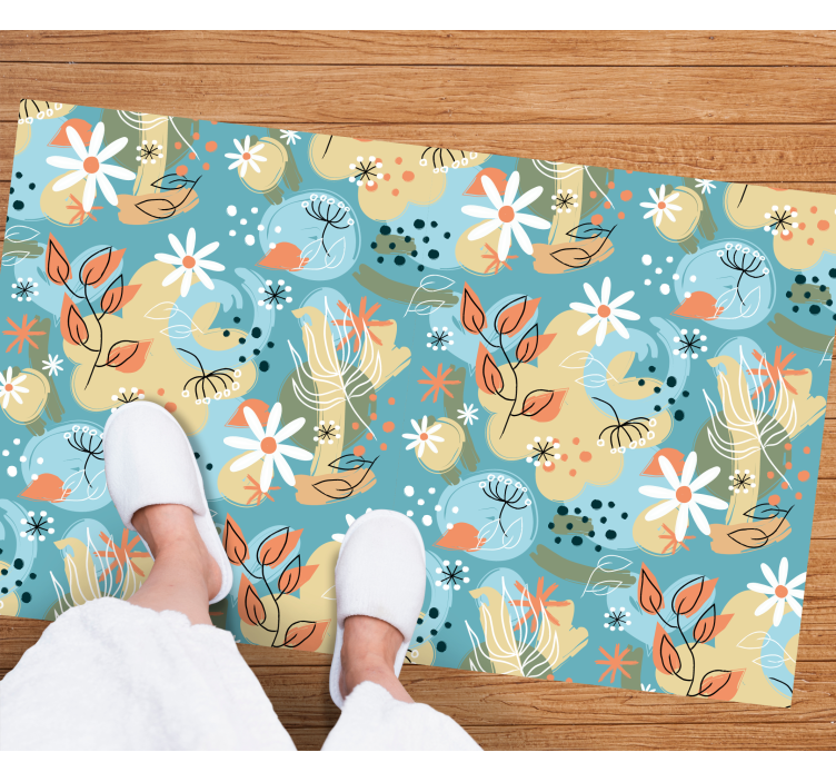 Tapis vinyle fleurs et plantes motifs floraux abstraits - TenStickers