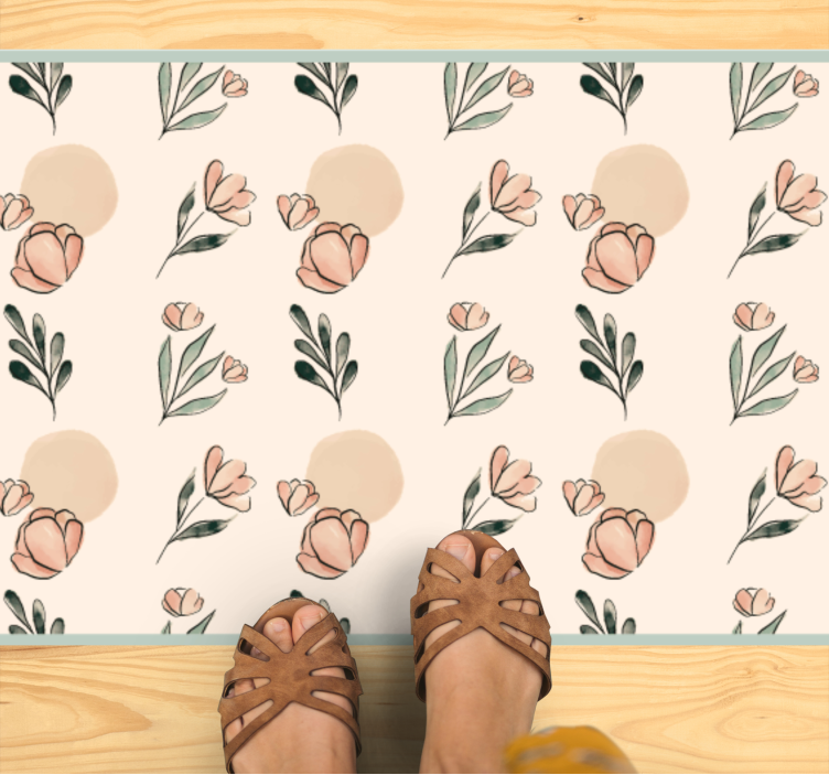 Tapis vinyle fleurs et plantes nuances à motifs floraux - TenStickers