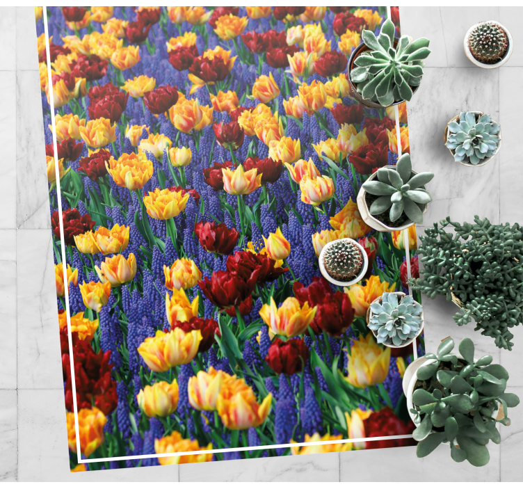 Tapis vinyle fleurs et plantes design jardin de tulipes - TenStickers