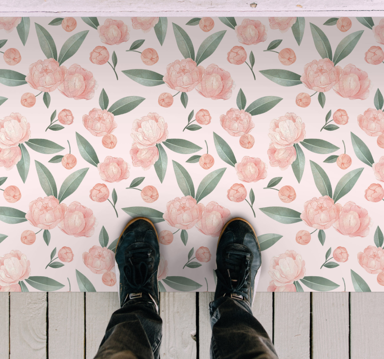 Tapis vinyle fleurs et plantes pivoines botaniques - TenStickers