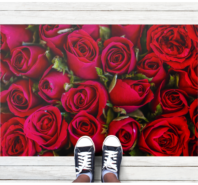 Tapis vinyle entrée roses rouges vibrantes - TenStickers