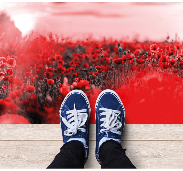 Tapis vinyle fleurs et plantes scène florale rouge - TenStickers