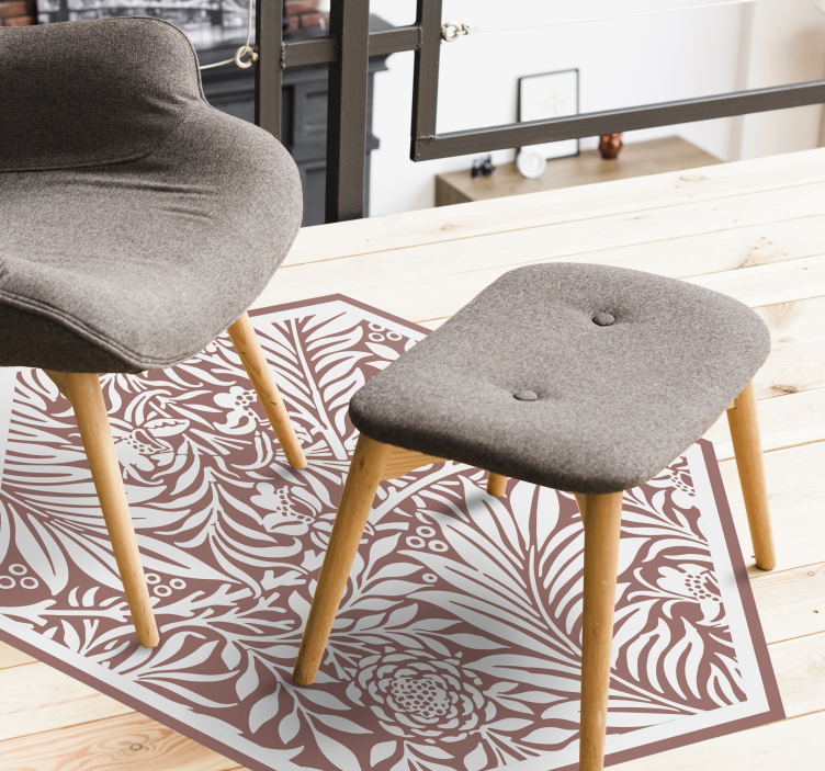 Tapis vinyle fleurs et plantes symétrie florale hexagone - TenStickers