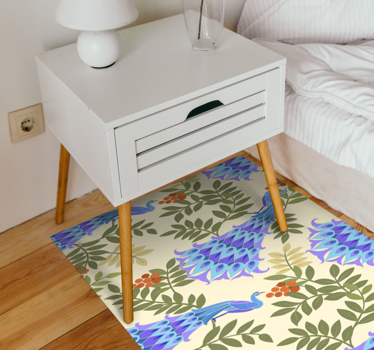 Tapis vinyle fleurs et plantes thème floral paon - TenStickers
