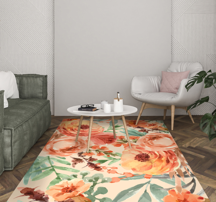 Tapis vinyle fleurs et plantes nature vibrante et vitrine - TenStickers