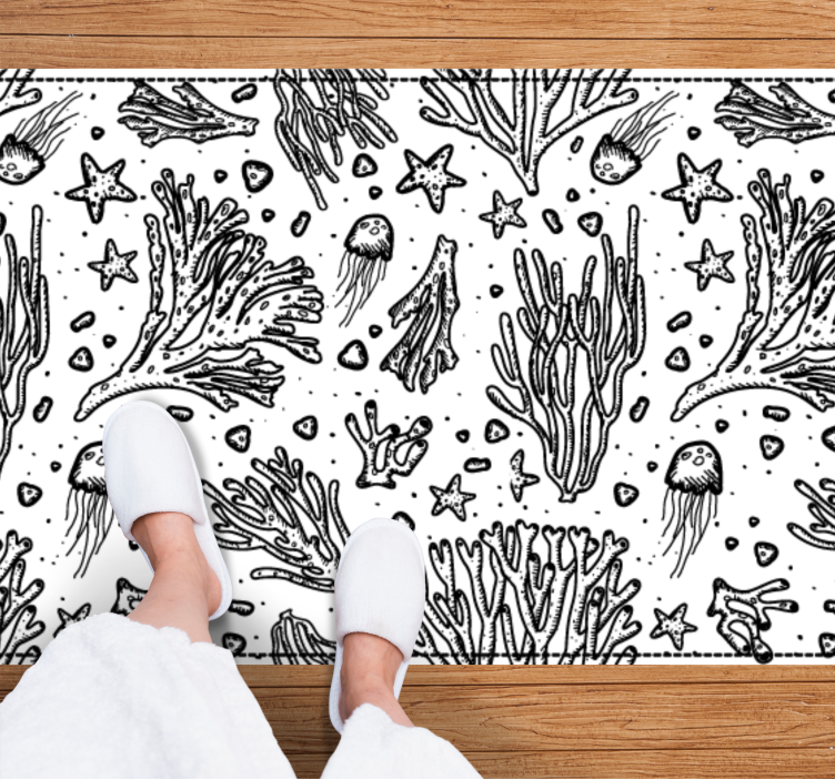 Tapis vinyle animal motif océan monochrome - TenStickers