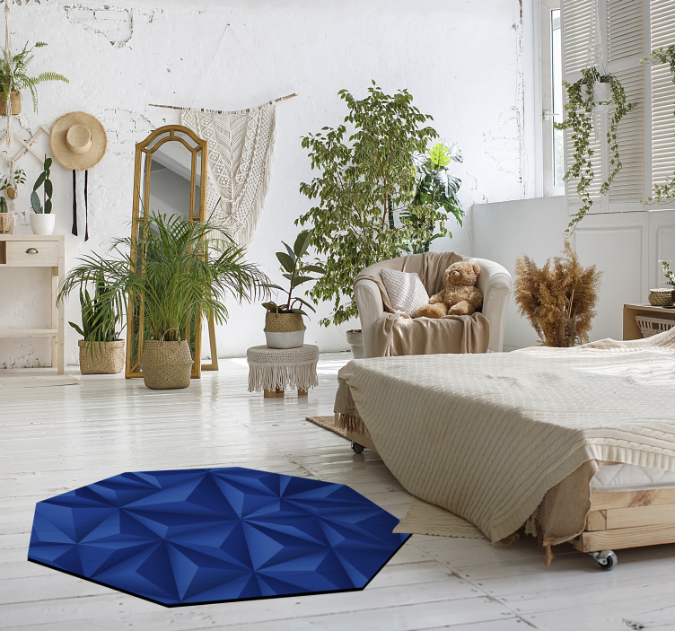 Tapis vinyle géométrique facettes géométriques bleues - TenStickers