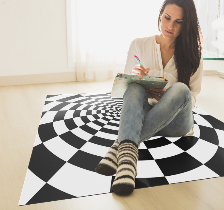 Tapis vinyles géométriques illusion d'optique à carreaux - TenStickers