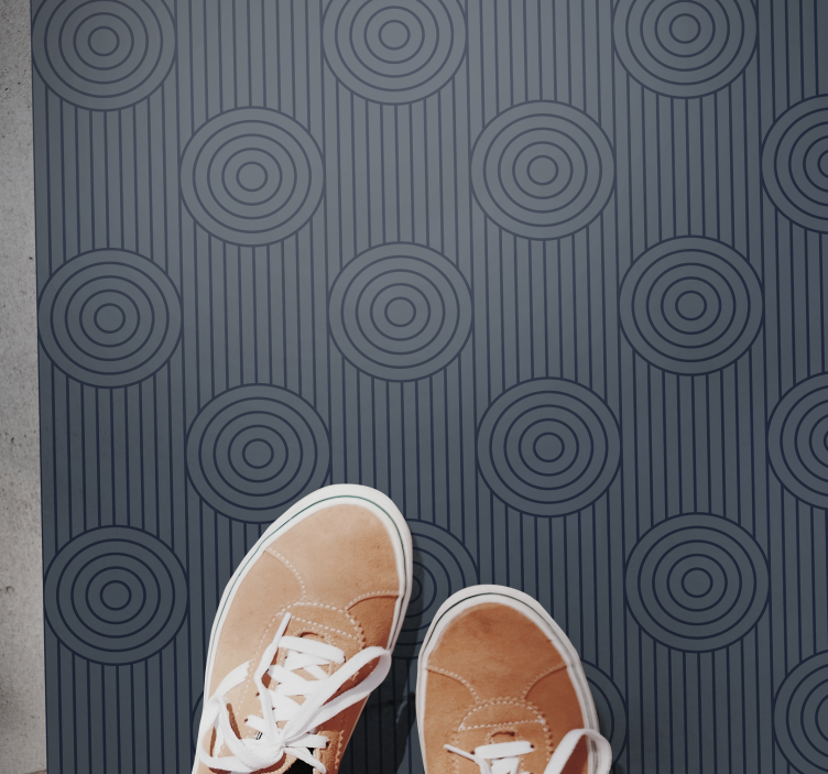 Tapis vinyle géométrique motifs circulaires gris - TenStickers