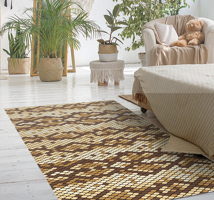 Tapis vinyle imitation parquet mosaïque pixélisée - TenStickers