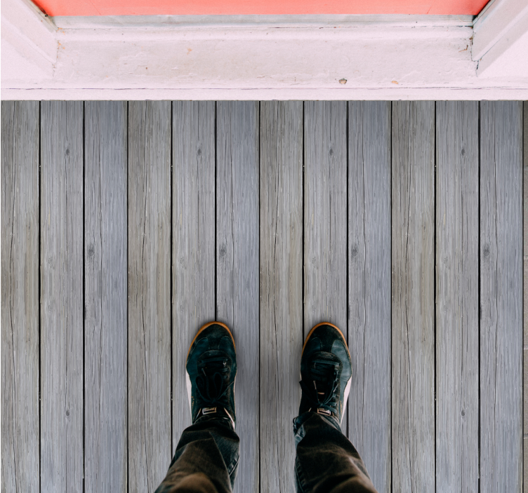 Tapis vinyle imitation parquet planches grises patinées - TenStickers