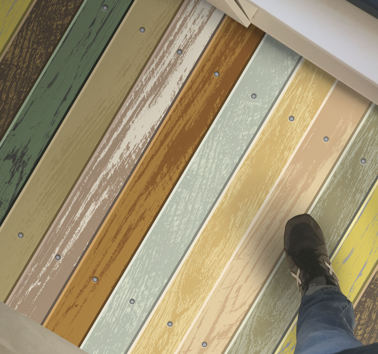 Tapis vinyle imitation parquet rayures en détresse - TenStickers