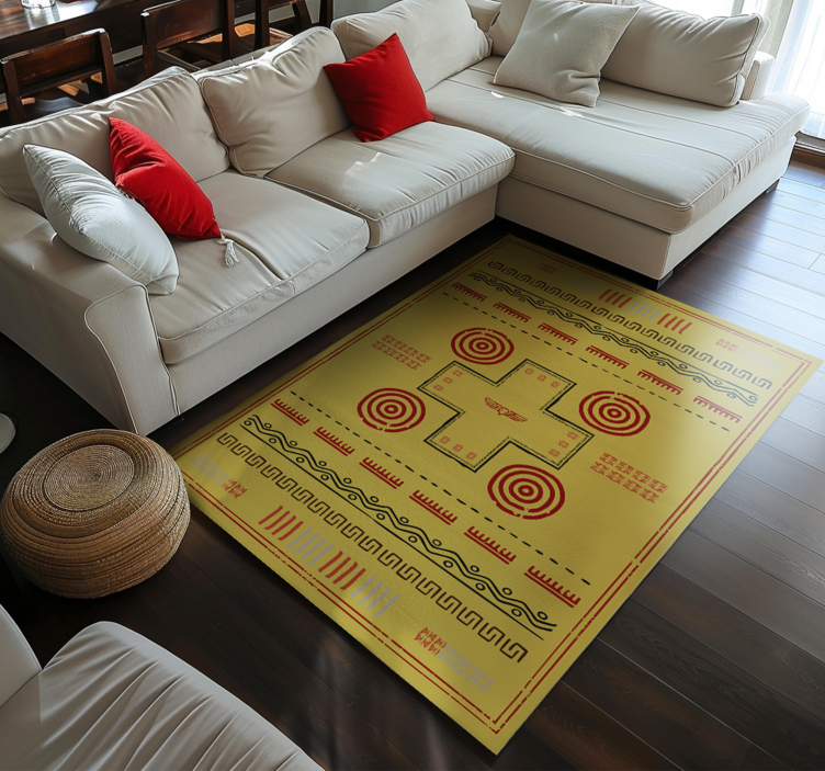 Tapis vinyle jaune design ethnique - TenStickers