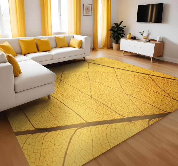 Tapis vinyle jaune motif botanique de feuille - TenStickers