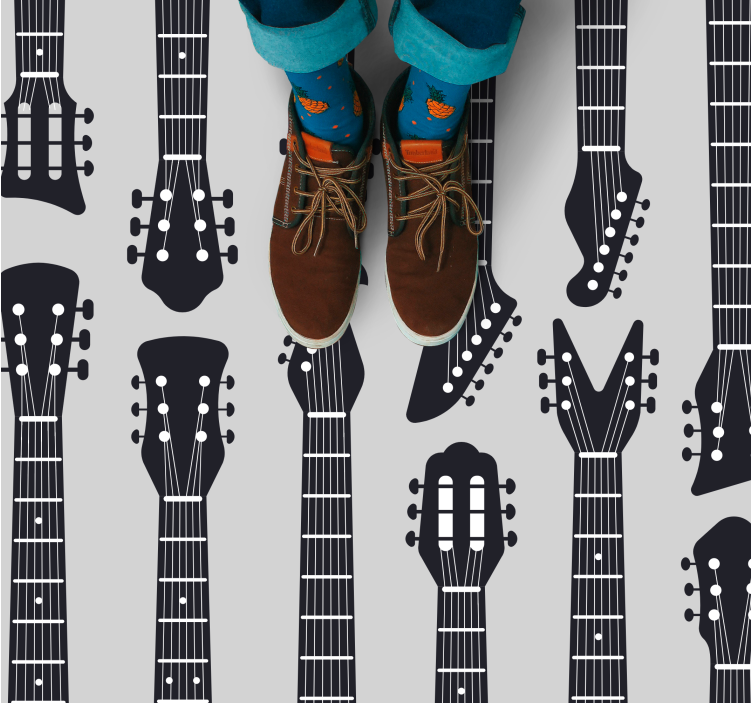 Tapis vinyle salon silhouettes de guitare - TenStickers