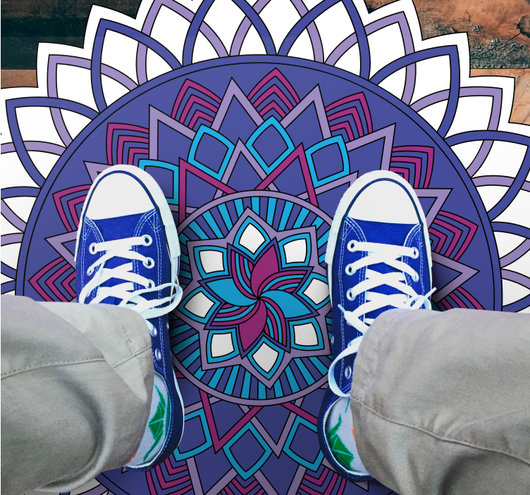 Tapis vinyle mandala composition florale complexe - TenStickers