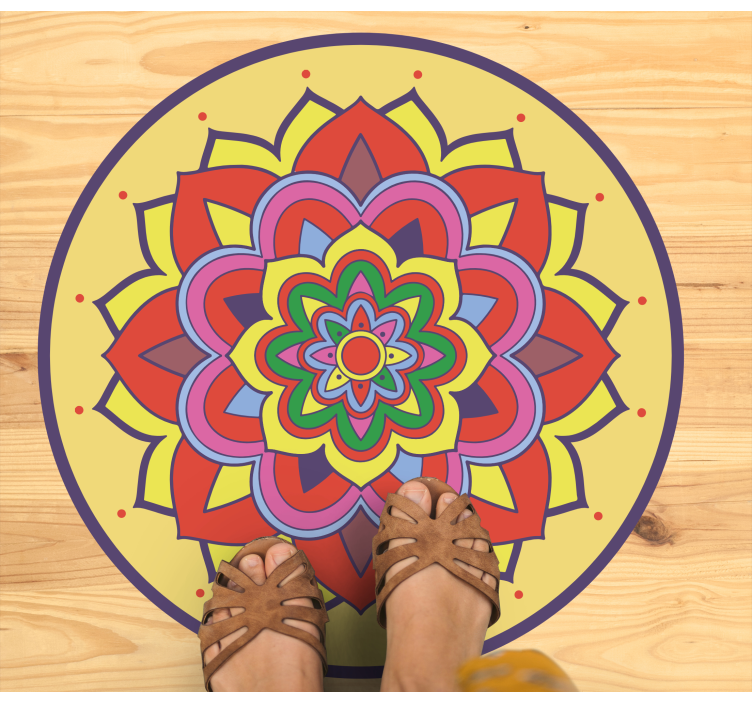 Tapis vinyle mandala grande fleur colorée - TenStickers