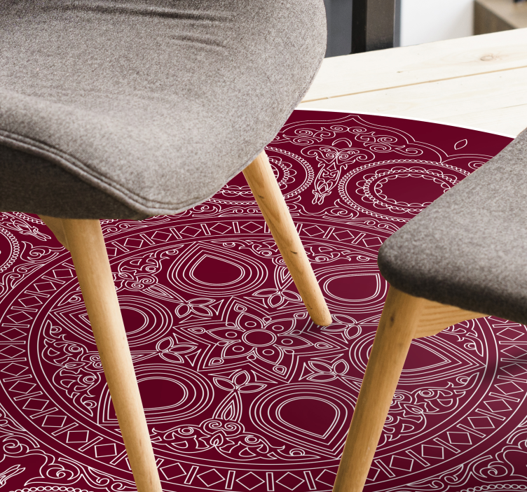 Tapis vinyle mandala motif rouge bordeaux - TenStickers