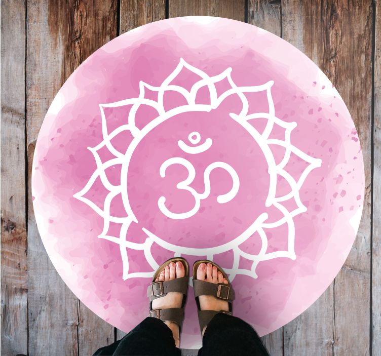 Tapis vinyle mandala symbole du lotus rose - TenStickers