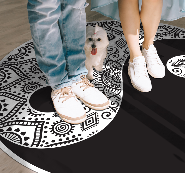 Tapis vinyle mandala symétrie yin yang - TenStickers