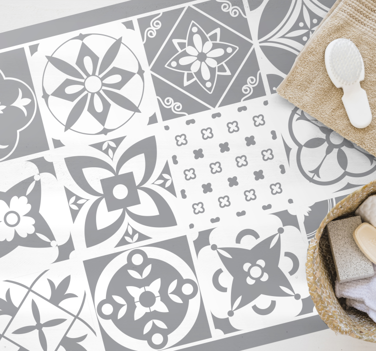 Tapis vinyle carreaux de ciment gris élégant - TenStickers