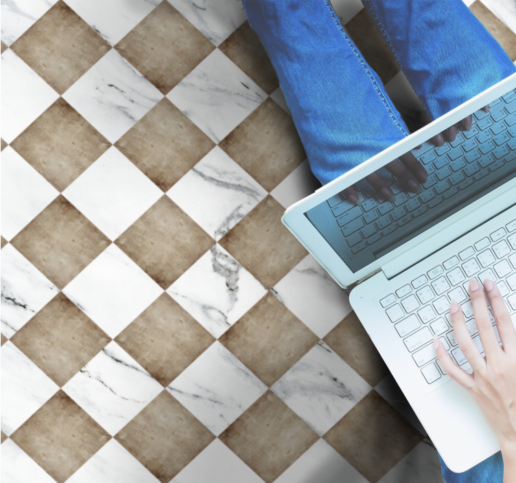 Tapis vinyle marbre carreaux en diagonale - TenStickers