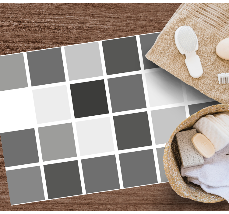 Tapis vinyle salle de bain grille de tons gris - TenStickers