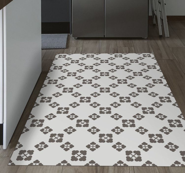 Tapis vinyle nature motif beige à quatre trèfles - TenStickers