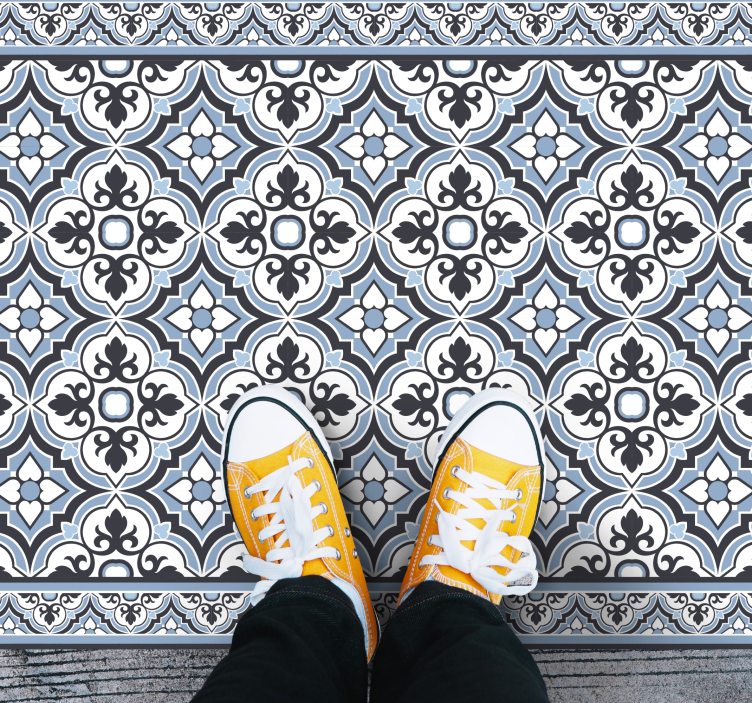 Tapis vinyle marbre motif géométrique floral - TenStickers