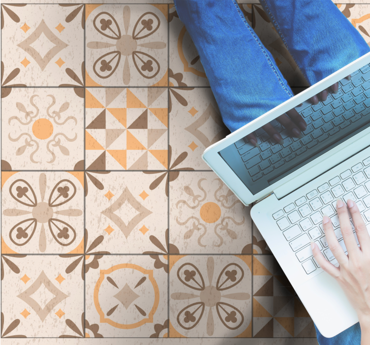 Tapis vinyle marbre motifs de carreaux vintage - TenStickers