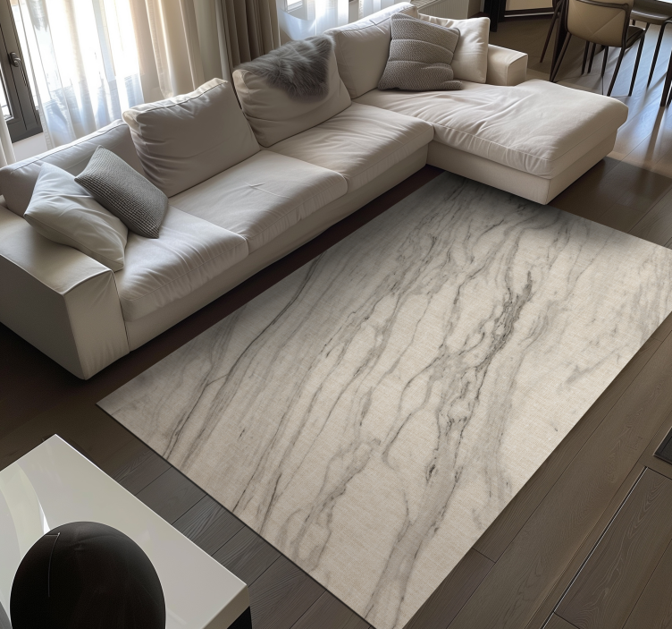 Tapis vinyle marbre nuances ivoire avec détails noirs - TenStickers