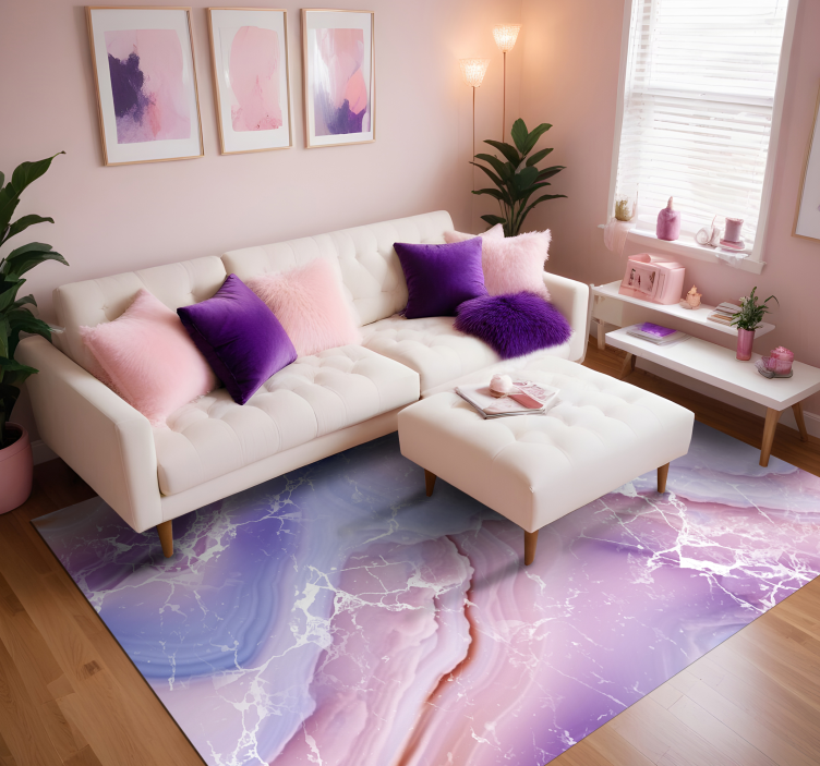 Tapis vinyle marbre nuances violettes et roses - TenStickers